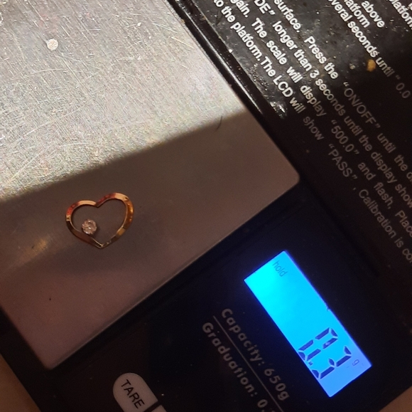 Authentic genuine solid 14K yellow gold 💛 CZ Floating open heart Pendant CHARM - Picture 4 of 6